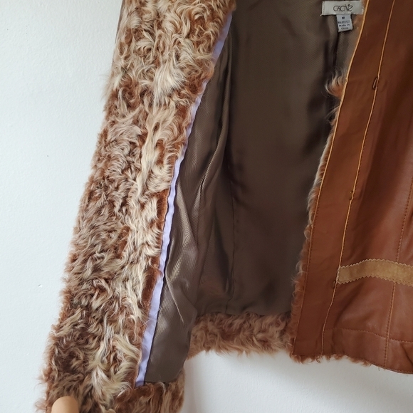 Vtg Y2K Cache Lamb Leather Fur Trim Sueded Gemstone Jacket Size Medium - Picture 12 of 16